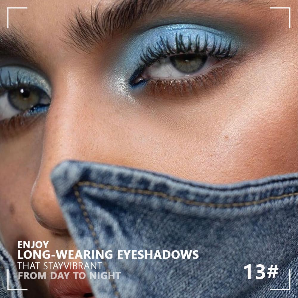 Powder Eyeshadow Quad, Blue Taupe Matte Shimmer Eye Shadow Palette Makeup, Neutral Vegan Eye Shadow Palette for Older Women Pigmented Waterproof, paleta de sombras de ojos, Blendable,13