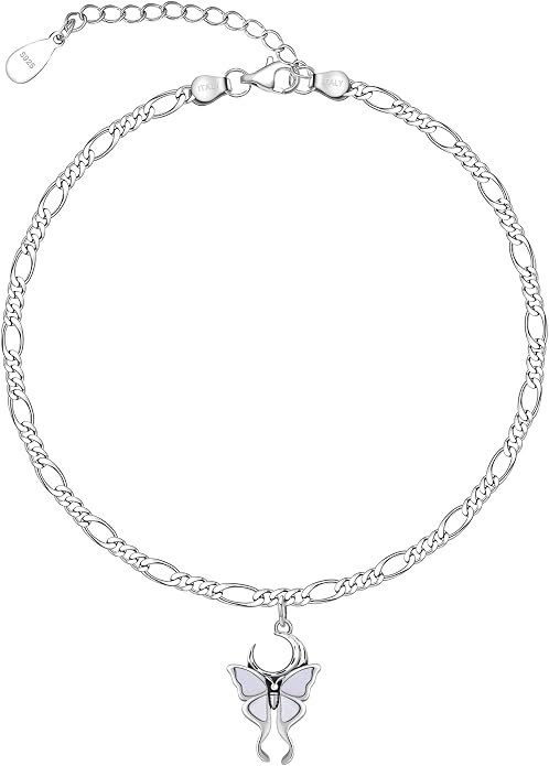 CHIC & ARTSY 925 Sterling Silver Ankle Bracelets for Women, Adjustable Layered Foot Chains with Nature & Symbol Charms, Lightweight Comfort Fit Boho Beach Everyday Jewelry