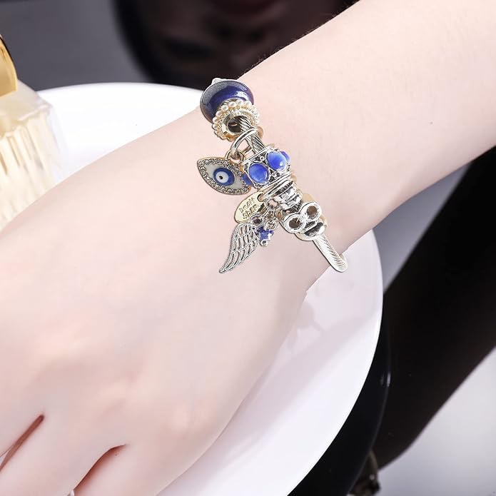 DS Charm Bracelets for girls,exquisite cute cartoon friendship bracelets Silver Stainless Steel Bangle with birthday Gift box, Adjustable girls jewelry Suitable for holiday gifts
