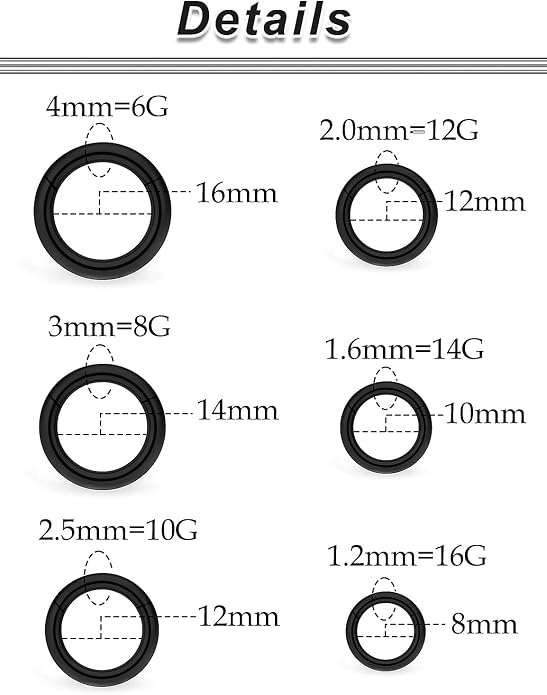 20G-2G Surgical Steel Hinged Clicker Septum Nose Rings Gauges Earrings Seamless Hoops Eyebrow Lip Ring Cliker Helix Tragus Daith Rook Earrings for Women Men