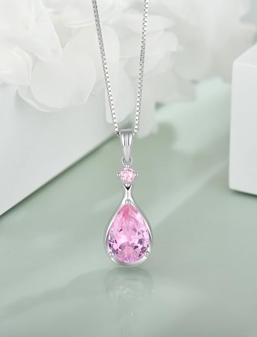 Birthstone Necklace for Women Teardrop Necklace S925 Sterling Silver Infinity Love Pendant for Mom Women