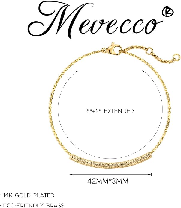 MEVECCO Anklet for Women Gold Chain 14K Gold Plated Dainty Boho Beach Summer Simple Foot Jewelry Ankle Bracelet