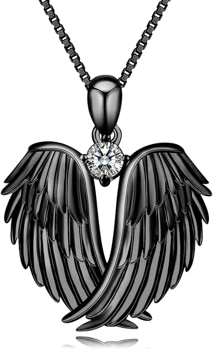YFN Angel Wings Necklace 925 Sterling Silver Guardian Angel Wings Pendant Necklace Birthstone Necklace for Women Girls Christmas Jewelry Gifts