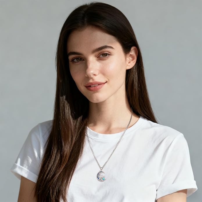 Sterling Silver Tree of Life Necklace for Women Oval Family Tree Necklace Abalone Shell Moonstone Pendant Mother Day Necklace for Mom Tree of Life Jewelry