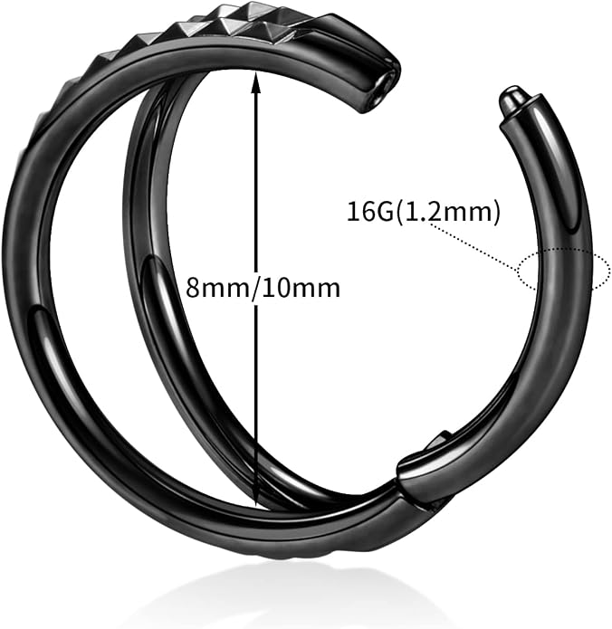 316L Surgical Steel Septum Clicker Ring Nose Ring Hoop Sleeper Hoop Earring Helix Rook Conch Cartilage Daith Tragus Earrings Lobe Nose Piercing Jewelry for Women