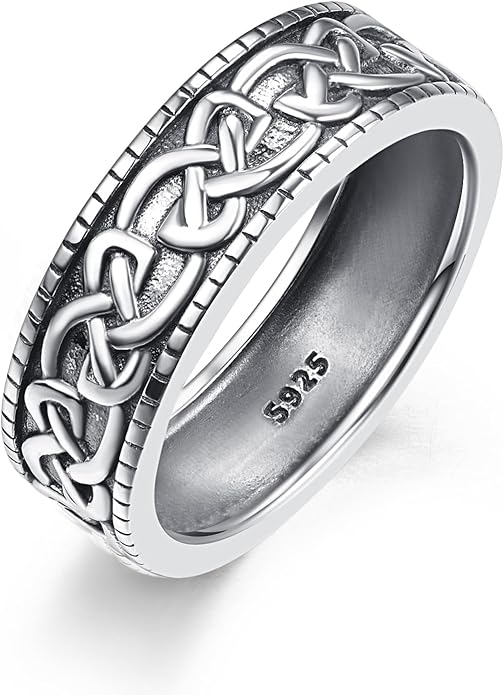 ADMETUS 925 Sterling Silver Celtic Knot Ring Wedding Band Rings for Men Celtic Jewelry Gifts for Men Rings Size 5-15