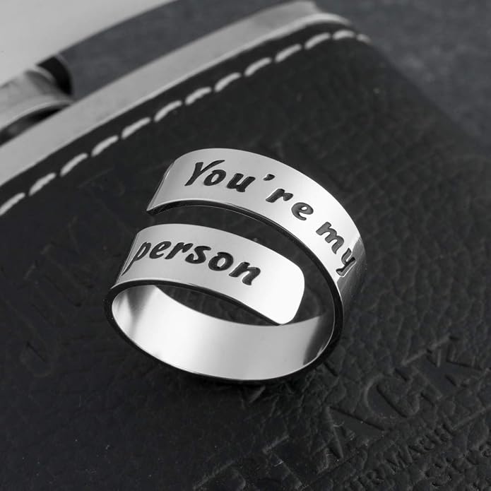 Inspirational Motivational Adjustable Ring Personalized Stainless Steel Spiral Wrap Twist Rings Encouragement Statement Graduation Jewelry Birthday Gifts for Women Teengirls.