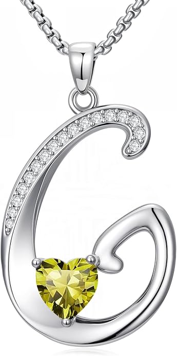 Birthday Gifts for Women Alphabet A to Z Initial Birthstone Pendant Necklaces for Women - 18k White Gold Plated Personalized Name Jewelry Anniversary Graduation Gifts for Wife Her Daughter Girlfriend(with Gift Box)