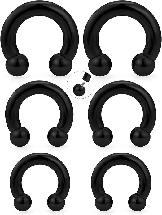 20G-00G Septum Rings Ear Gauges Earrings Stretching Kit 316L Surgical Steel Horseshoe Septum Pa Piercing Jewelry for Women 10mm 12mm 14mm 16mm