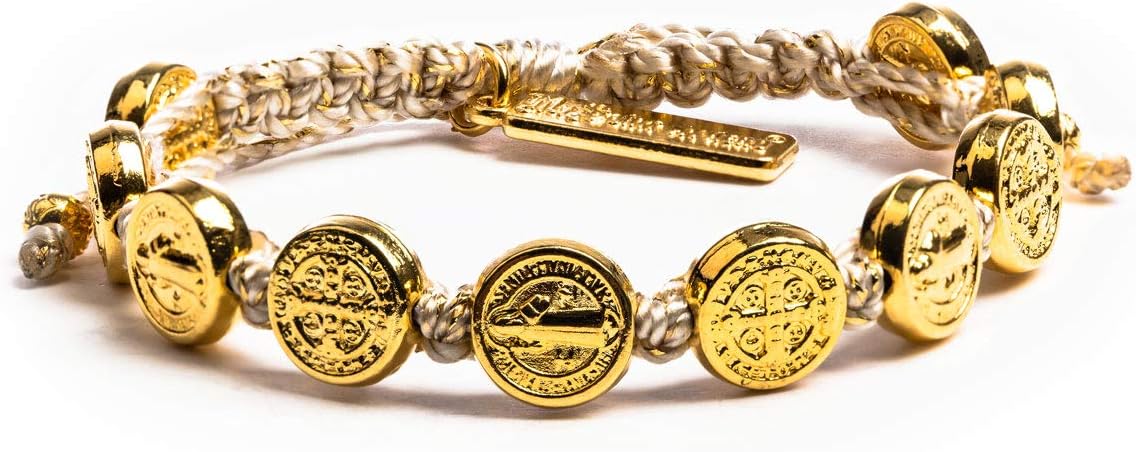 My Saint My Hero Benedictine Blessing Bracelets – Handwoven Spiritual Protection with Medals Hand-Cast In Italy at Sacred Site