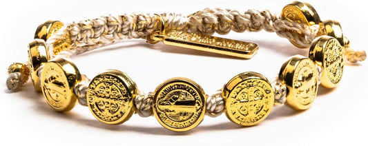 My Saint My Hero Benedictine Blessing Bracelets – Handwoven Spiritual Protection with Medals Hand-Cast In Italy at Sacred Site