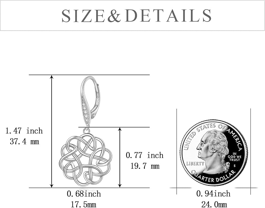 POPLYKE Celtic Filigree Teardrop Drop Dangle Earrings Sterling Silver Leverback Earrings Jewelry for Women