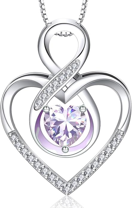 RIVIKO Infinity Heart Symbol Necklace for Women 925 Sterling Silver Love Heart Pendant Mothers Day Anniversary Birthday Christmas Jewelry Gifts for Women Mom Wife Sister Her Friends