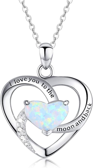 Cuoka 925 Sterling Silver Heart Necklace I Love You to The Moon and Back Pendant Sun Star Moon Necklace Jewelry for Women with Gifts Box
