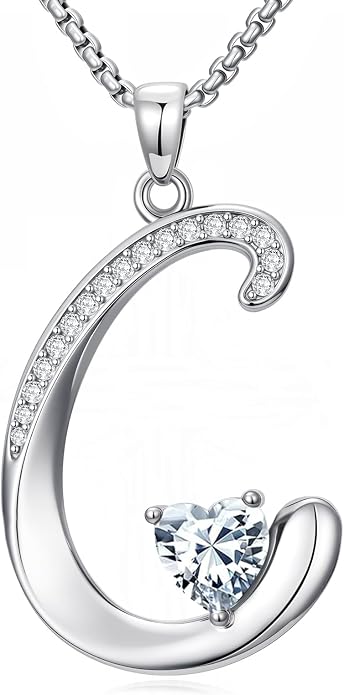 Birthday Gifts for Women Alphabet A to Z Initial Birthstone Pendant Necklaces for Women - 18k White Gold Plated Personalized Name Jewelry Anniversary Graduation Gifts for Wife Her Daughter Girlfriend(with Gift Box)