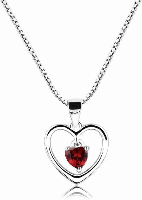 Cherished Moments Girl's .925 Sterling Silver "Dancing Heart" Simulated Birthstone Necklace