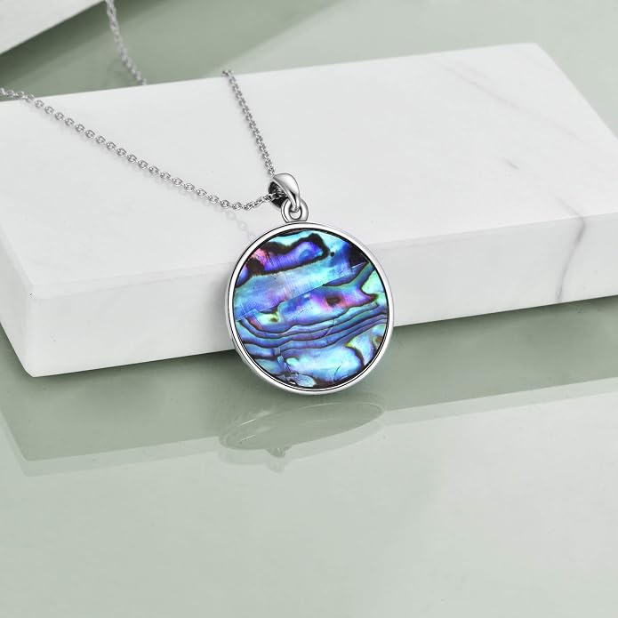 ONEFINITY Tree of Life Necklace for Women Sterling Silver Abalone Shell Crystal Tree of Life Pendant Necklace Family Tree Jewelry for Mom Daughter Sister Girls Christmas Gifts