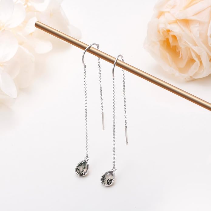 Teardrop Earrings Threader Earrings 925 Sterling Silver Droplet Jewelry Drop Dangle Long Charm Earrings for Women Girls Birthday Gifts
