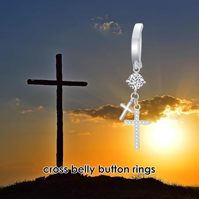 Butterfly Cross Shark Belly Button Ring 925 Sterling Silver Clicker Belly Rings Dangle Navel Ring Hypoallergenic Navel Piercing Belly Piercing Jewelry Gifts for Women