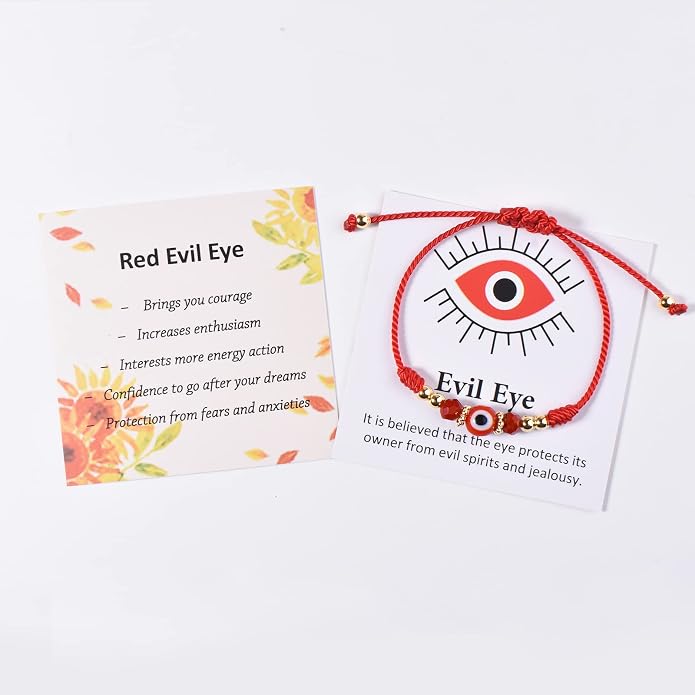 Evil Eye Bracelet For Women Teen Girls Amulet Pink Protection Bracelet Good Luck Adjustable String Bracelet Anklet