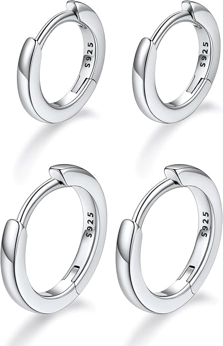FaithHeart 925 Sterling Silver Huggie Hoop Earrings, Silver Small Hoop Earring for Women, 14K Gold/Black/Rose Gold Hypoallergenic Cartilage Earrings for Women 6/8/10/12/14/16/18/20mm