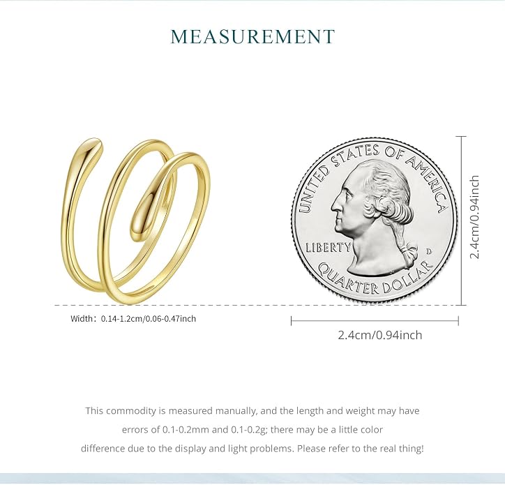 MUNDELL 925 Sterling Silver Simple Multi-layer Leaf Adjustable Ring Green Lucky Leaves Statement Ring for Women Promise Ring Fine Jewelry