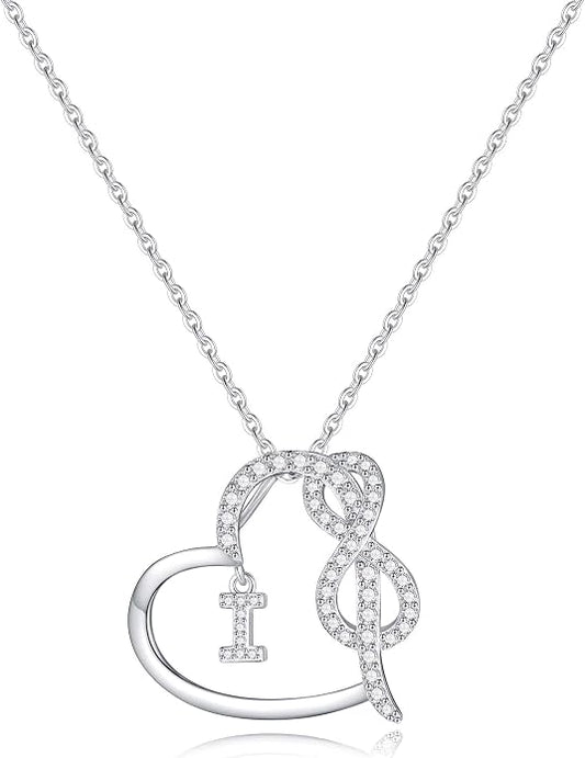 Infinity Heart Necklaces for Women, S925 Sterling Silver Initial Necklace Womens Jewelry Mothers Day Gifts Girls Valentines Gifts for Her Christmas Birthday Gifts for Women Mom Wife Girlfriend