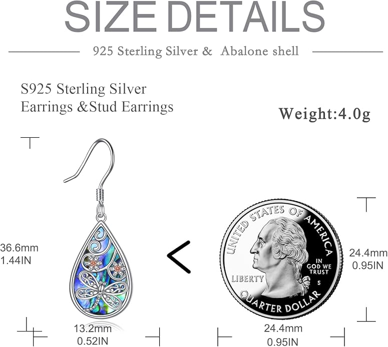 POPLYKE 925 Sterling Silver Tree of Life Dangle Earrings for Women Fashion Abalone Shell Jewelry Gifts for Mom Sister Friend Birthday