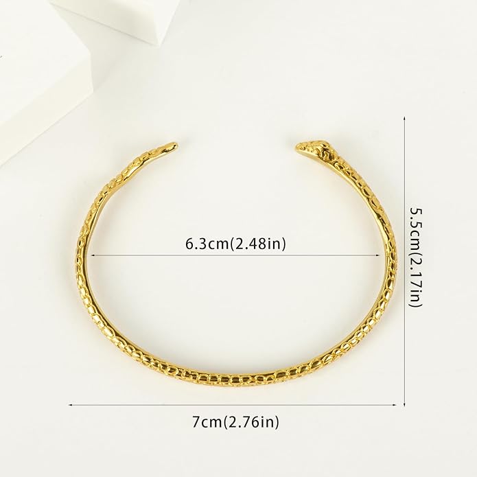 14K Gold Bracelets for Women Snake Cuff Bracelet for Women Open Bangles Bracelets for Women Friendship Gift