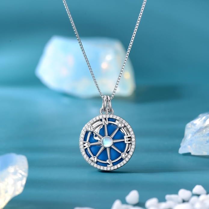 Compass Necklace for Women Graduation Gifts 925 Sterling Silver Celtic Knot Compass Pendant Graduation Jewelry Inspirational Travel Gifts for Women