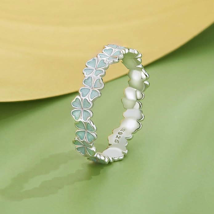 MUNDELL 925 Sterling Silver Dainty Daisy Rings Blue Flower Finger Rings for Women Stacking Promise Rings Fine Jewelry