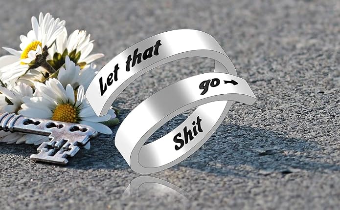 Uloveido Adjustable Inspirational Flying Dandelion Double Stainless Steel Freedom Ring Bands Cool Stacking Gift for Women, Engraving Rings Motivational Gift Y2004