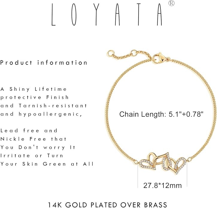 LOYATA Gold Bracelet Gold 14K Gold Filled Dainty Chain Simple Jewelry Gift for Women