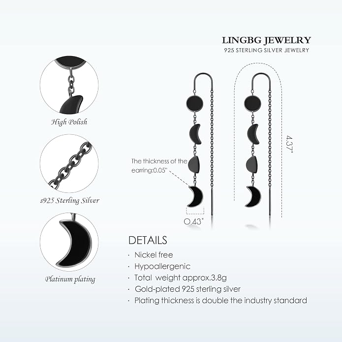 2 Pairs S925 Sterling Silver Chain Threader Earrings For Women Bar Wrap Threader Dangle Drop Earrings Lightweight Minimalist Hypoallergenic Earrings Anniversary Jewelry