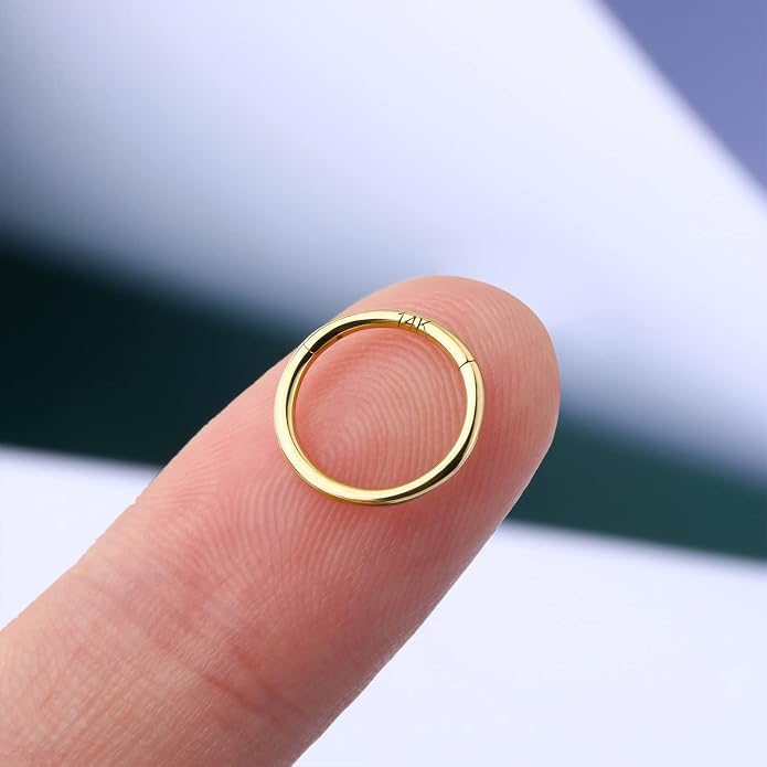 COCHARM 14K Solid Gold 18g/16g Nose Rings 16G Septum Rings Yellow Gold Tragus Helix Cartilage Conch Earring Hoops 18 Gauge Piercing Hoop