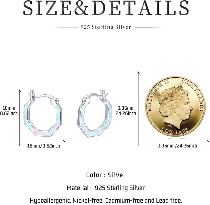 KiiKii Opal Hoop Earrings for Women 925 Sterling Silver 15mm Twisted Huggie Earrings Opal Jewelry Gifts for Birthday Anniversary Christmas