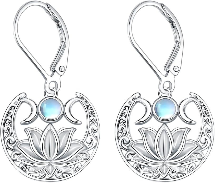 Dorunmo Moonstone Dangle Drop Earrings s925 Sterling Silver Leverback Earrings Filigree Moonstone Jewelry Birthday Gifts for Women