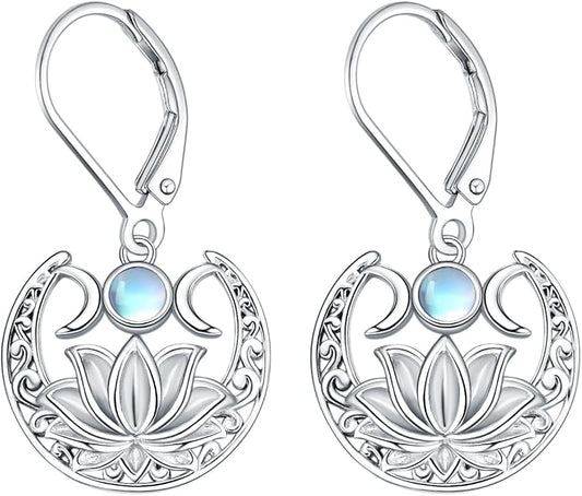 Dorunmo Moonstone Dangle Drop Earrings s925 Sterling Silver Leverback Earrings Filigree Moonstone Jewelry Birthday Gifts for Women