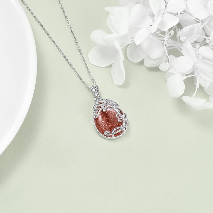 YAFEINI 925 Sterling Silver Moonstone Necklace Filigree Teardrop Pendant Necklace Jewelry for Women Girls
