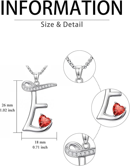 Birthday Gifts for Women Alphabet A to Z Initial Birthstone Pendant Necklaces for Women - 18k White Gold Plated Personalized Name Jewelry Anniversary Graduation Gifts for Wife Her Daughter Girlfriend(with Gift Box)