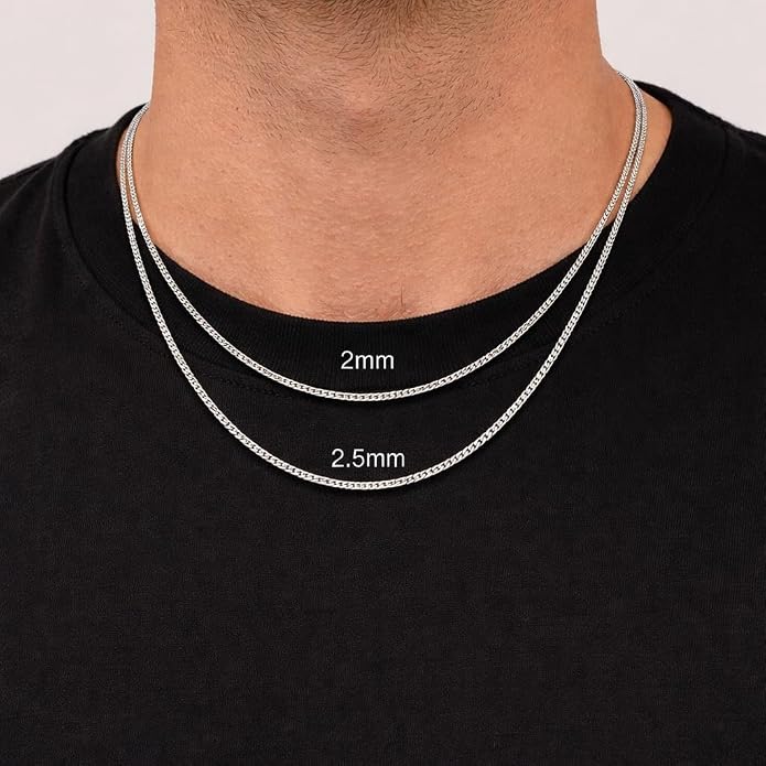 925 Sterling Silver Italian Box Chain Necklace - Secure Clasp, Perfect for Layering - Durable Necklace & Bracelet Chains for Everyday & Special Occasions
