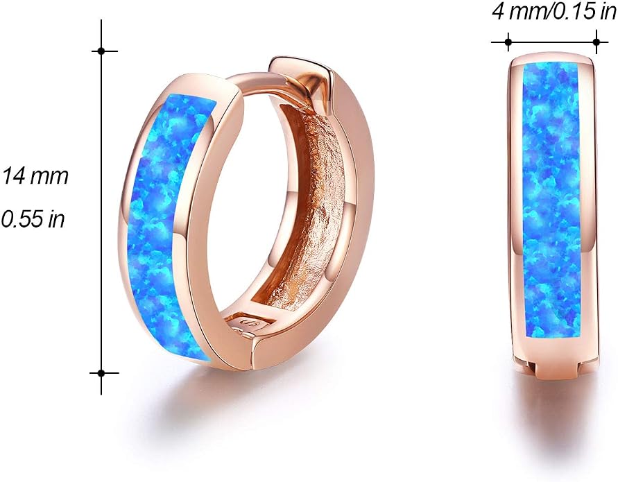 CUOKA MIRACLE 925 Sterling Silver Opal Hoop Earrings for Women - Opal Hinged Huggie Hoops, Hypoallergenic Small Hoop Earrings for Sensitive Ears, Dainty Everyday Jewelry Birthday Christmas Gift