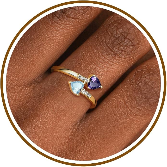 Btysun Mothers Day Gifts, Birthday Gifts for Women Non Tarnish Gold Rings Adjustable 1-12 Birthstone Rings Birthday Gift for Wife Mom Stocking Stuffers Promise Ring Anniversary Wedding Jewelry