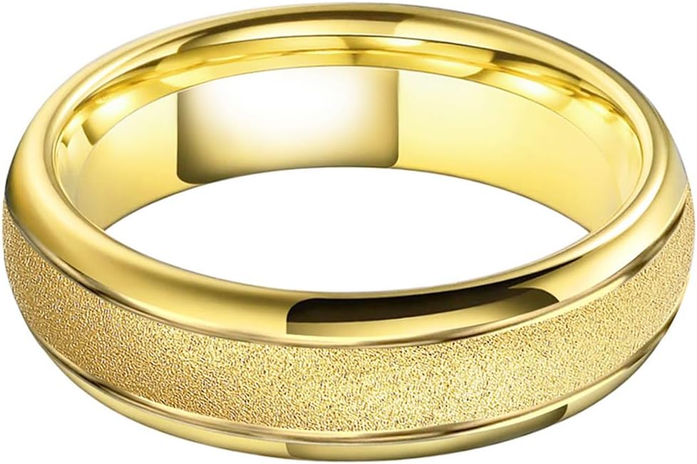 TUTISS 6mm 8mm Black/Gold/Rose Gold/White Tungsten Rings for Men Women Fashion Engagement Wedding Bands Sandblasted Finish I Love You Engraved Comfort Fit