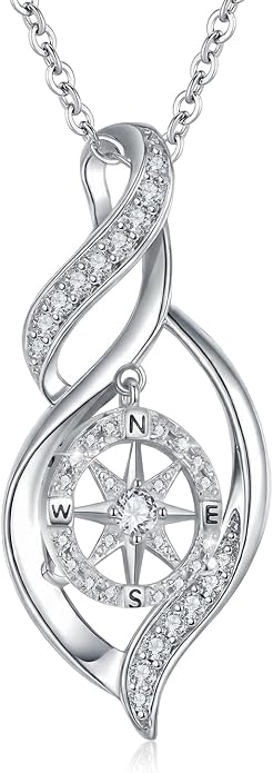 Compass Necklace for Women Graduation Gifts 925 Sterling Silver Celtic Knot Compass Pendant Graduation Jewelry Inspirational Travel Gifts for Women