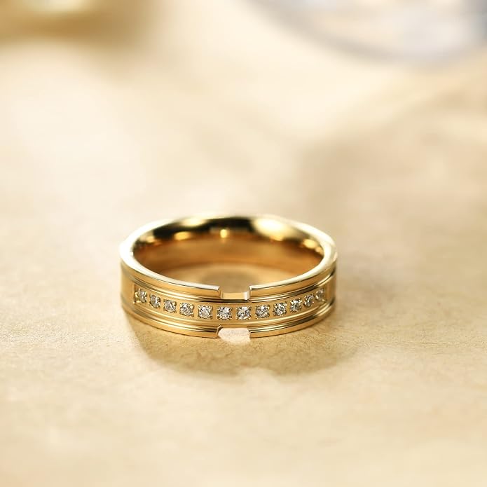 NOKMIT 5mm 14K Gold Filled Rings for Women Girls Dainty Thick Wedding Band Couple Anniversary Engagement Thumb Ring Gifts High Polished Plain Flat Cigar Band Tarnish Resistant Comfort Fit Size 4 to 11