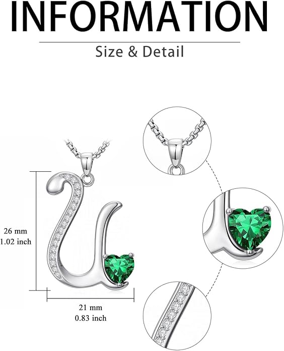 Birthday Gifts for Women Alphabet A to Z Initial Birthstone Pendant Necklaces for Women - 18k White Gold Plated Personalized Name Jewelry Anniversary Graduation Gifts for Wife Her Daughter Girlfriend(with Gift Box)