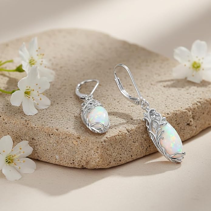 POPLYKE Tree of Life Teardrop Drop Dangle Earrings Sterling Silver Leverback Earrings Jewelry