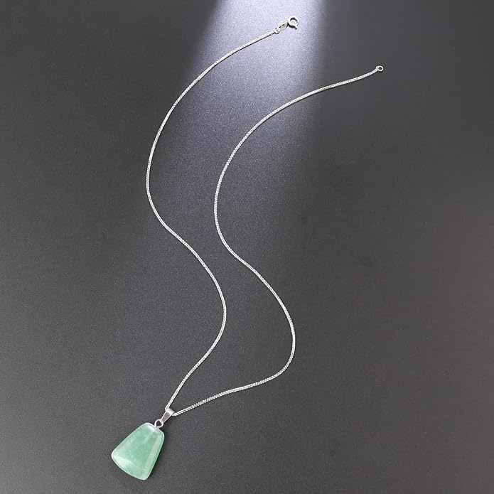 iSTONE 925 Sterling Silver Natural Crytral for Womens Pendant Necklace, Gemstone Birthstone with 17.8" Silver Chain Ladies