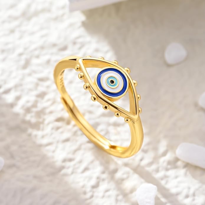 925 Sterling Silver Adjustable Open Rings for Women with Snake, Evil Eye or Bee Designs, Dainty Stackable Thumb Finger Rings, Gold Silver Ring Jewelry Gift for Mujer, Size 6-9